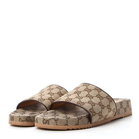 gucci canvas slide sandals